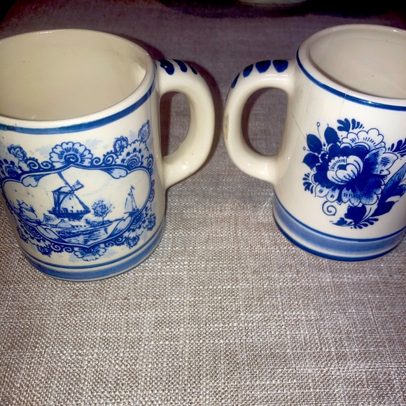 Kitchen | Delft Blue Holland Hand Painted Windmill Coffee Mug Set Of 2 ...